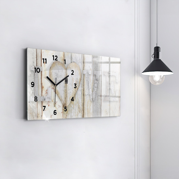 Horizontal wall clock The inscription love