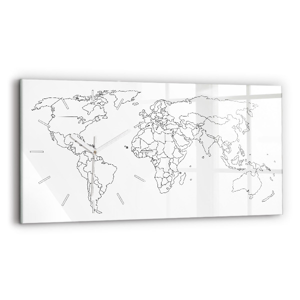 Horizontal wall clock Outline map of the world