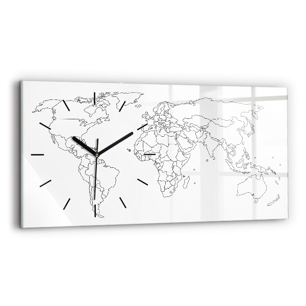 Horizontal wall clock Outline map of the world