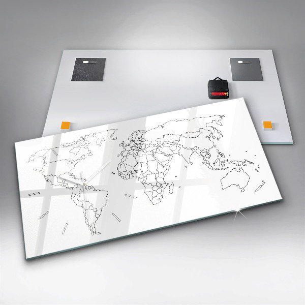 Horizontal wall clock Outline map of the world