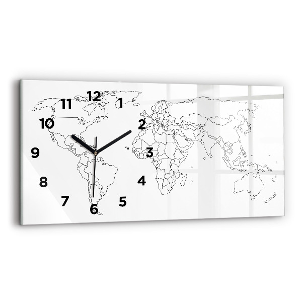 Horizontal wall clock Outline map of the world