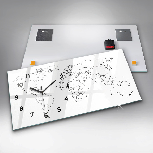 Horizontal wall clock Outline map of the world
