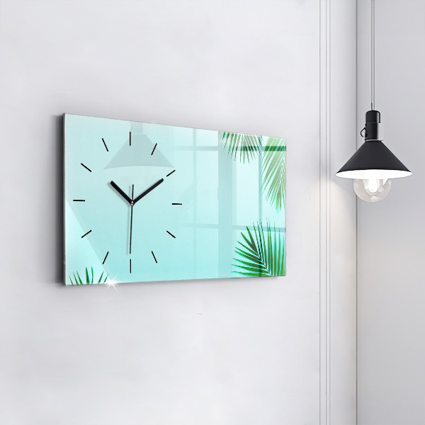 Horizontal wall clock Palm leaves