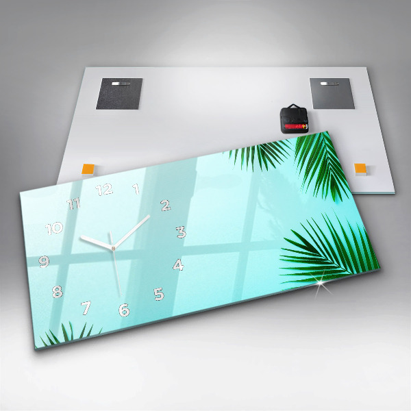 Horizontal wall clock Palm leaves