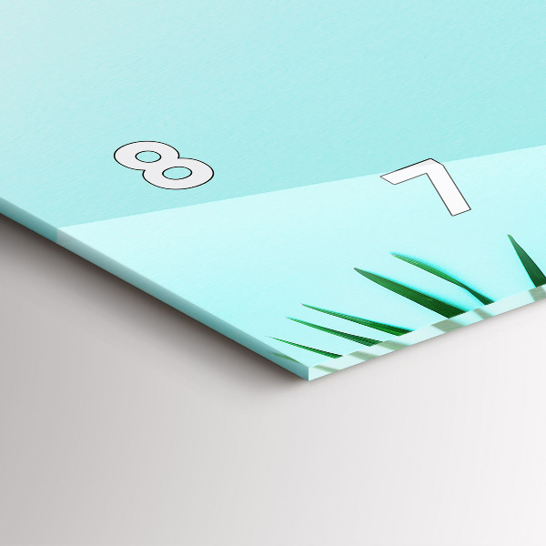 Horizontal wall clock Palm leaves