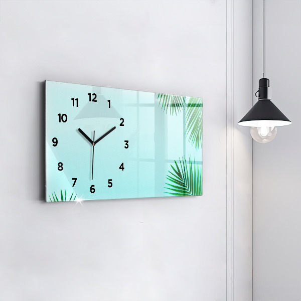 Horizontal wall clock Palm leaves