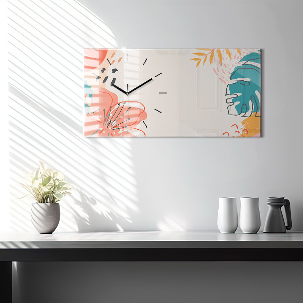 Horizontal wall clock Hawaiian plants