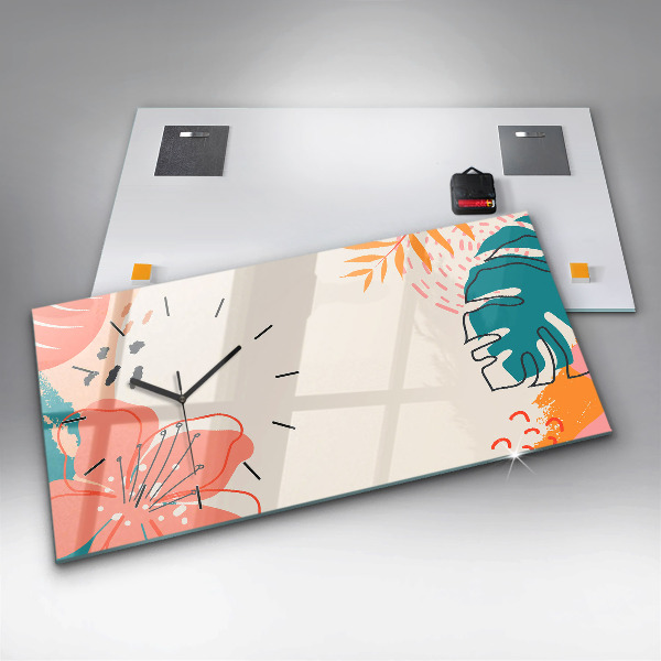 Horizontal wall clock Hawaiian plants