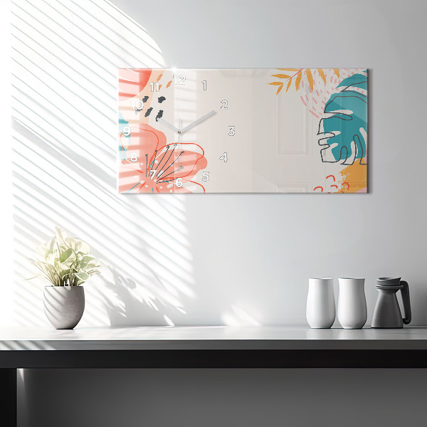 Horizontal wall clock Hawaiian plants
