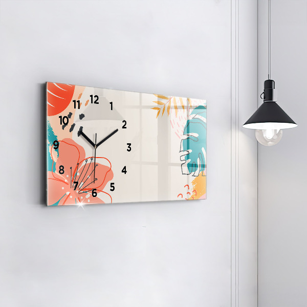 Horizontal wall clock Hawaiian plants