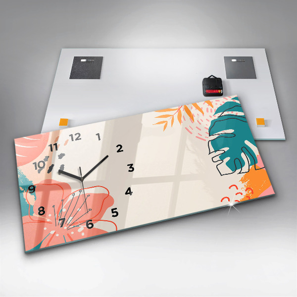 Horizontal wall clock Hawaiian plants