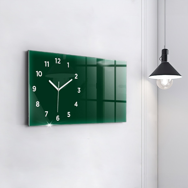 Horizontal wall clock Color bottle green