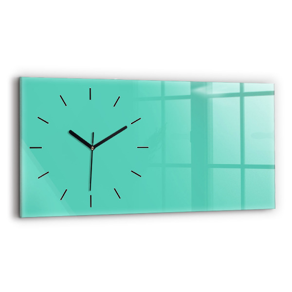 Horizontal wall clock Turquoise color