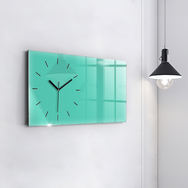 Horizontal wall clock Turquoise color