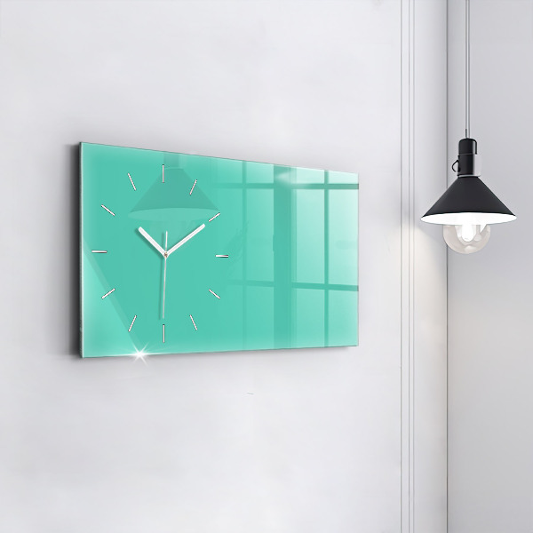 Horizontal wall clock Turquoise color