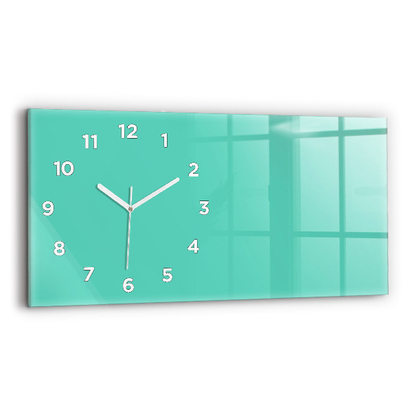 Horizontal wall clock Turquoise color