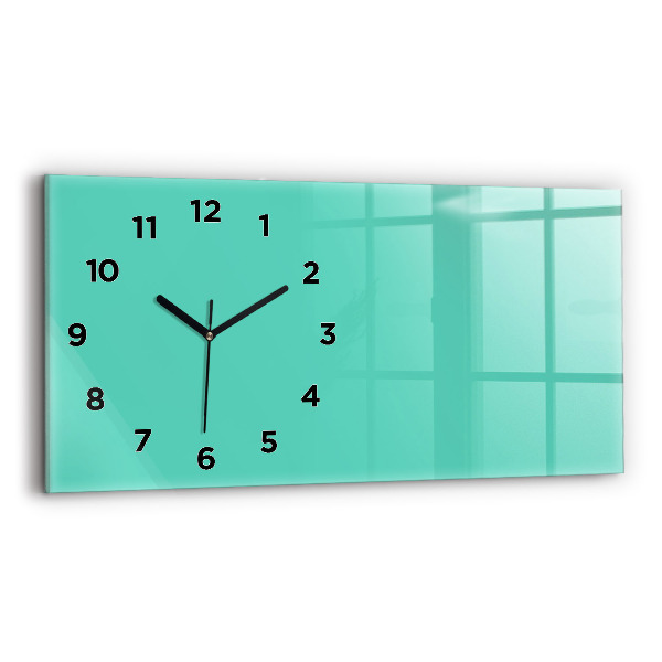 Horizontal wall clock Turquoise color