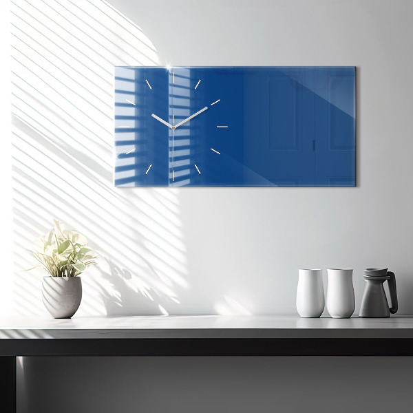 Horizontal wall clock Blue color