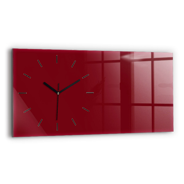 Horizontal wall clock Burgundy color
