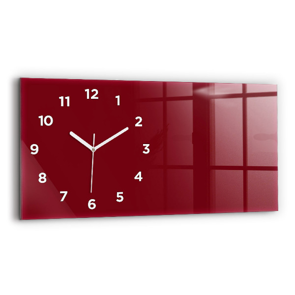 Horizontal wall clock Burgundy color