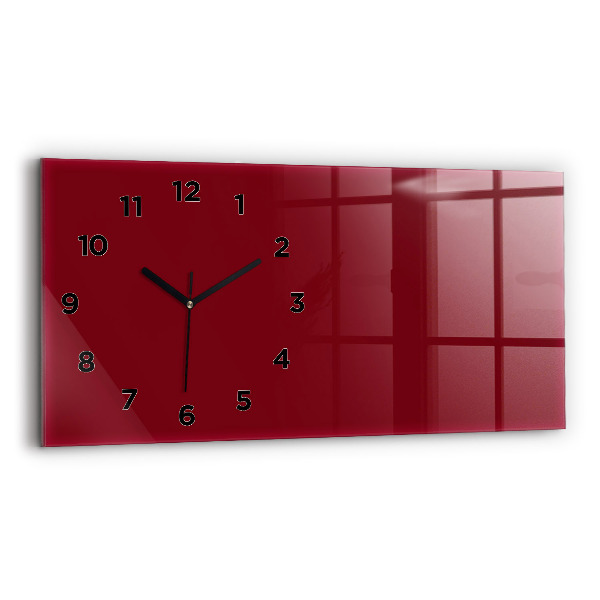 Horizontal wall clock Burgundy color