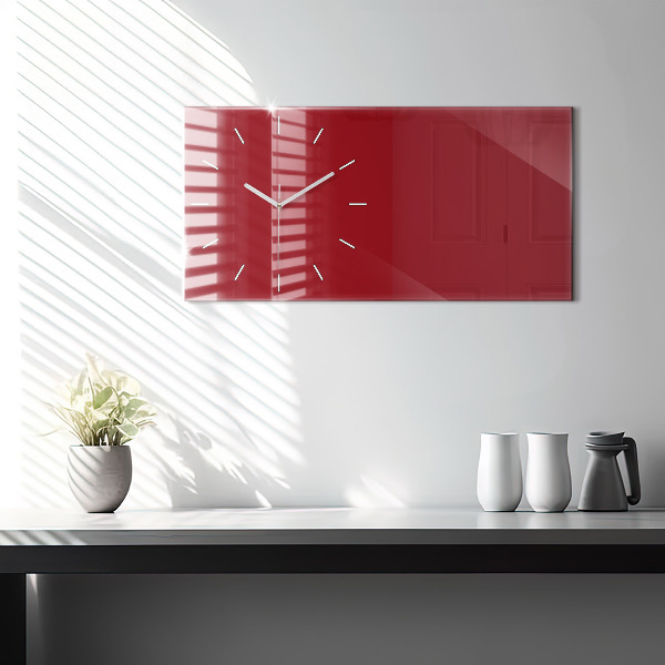 Horizontal wall clock Red color