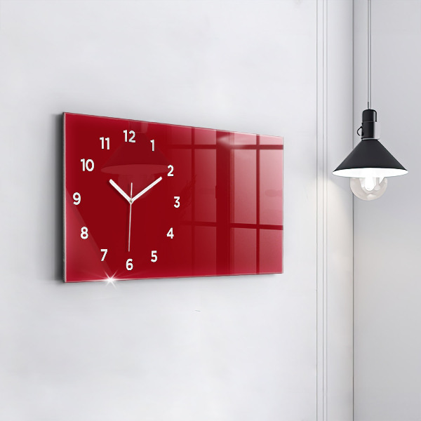 Horizontal wall clock Red color