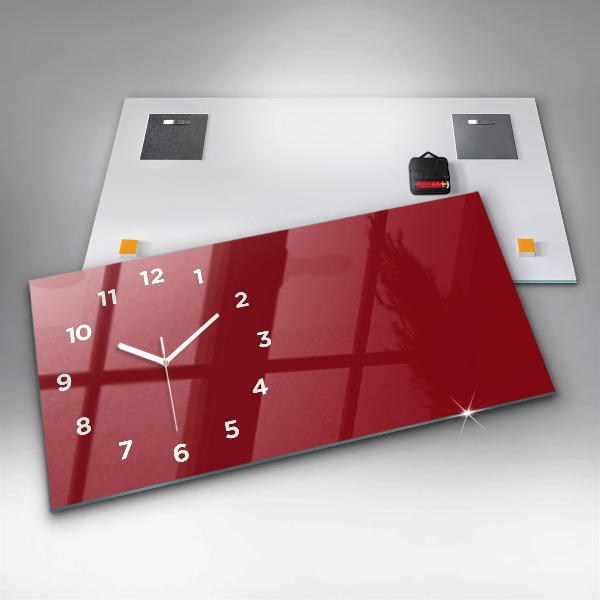 Horizontal wall clock Red color
