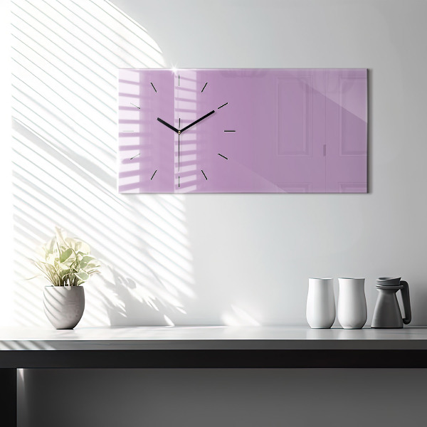 Horizontal wall clock Lilac color