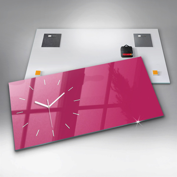 Horizontal wall clock Color strong pink