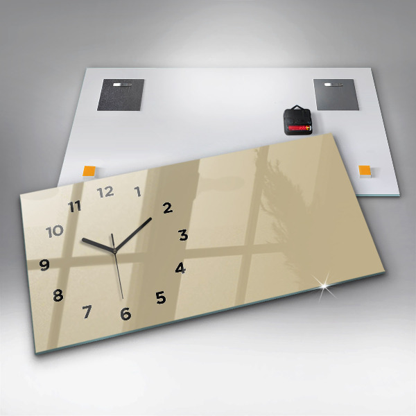Horizontal wall clock Beige color