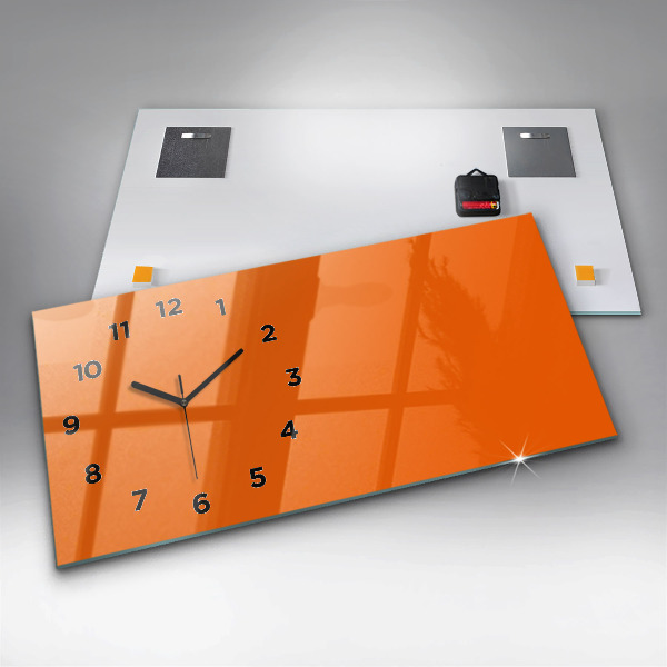 Horizontal wall clock Orange color