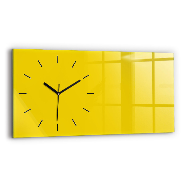 Horizontal wall clock Light yellow color