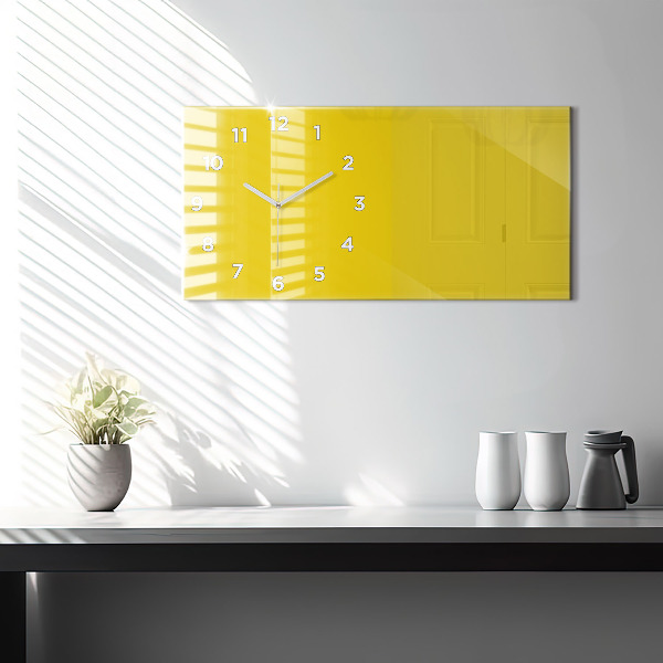 Horizontal wall clock Light yellow color