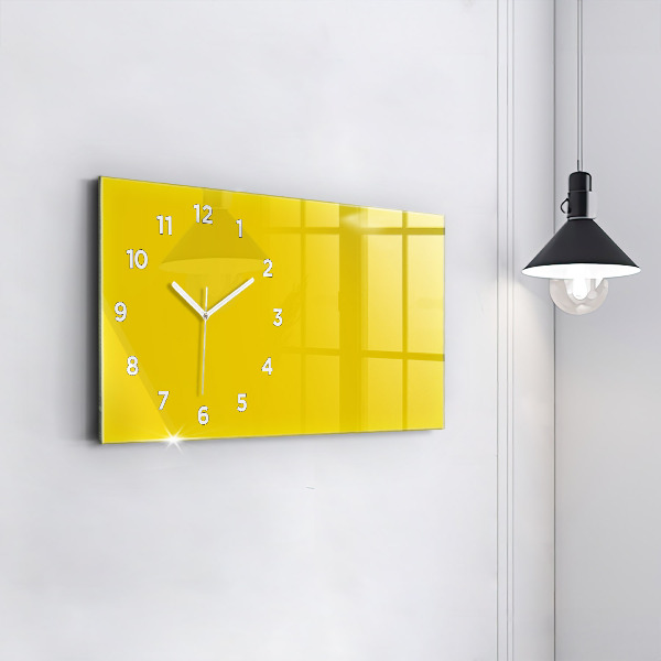Horizontal wall clock Light yellow color