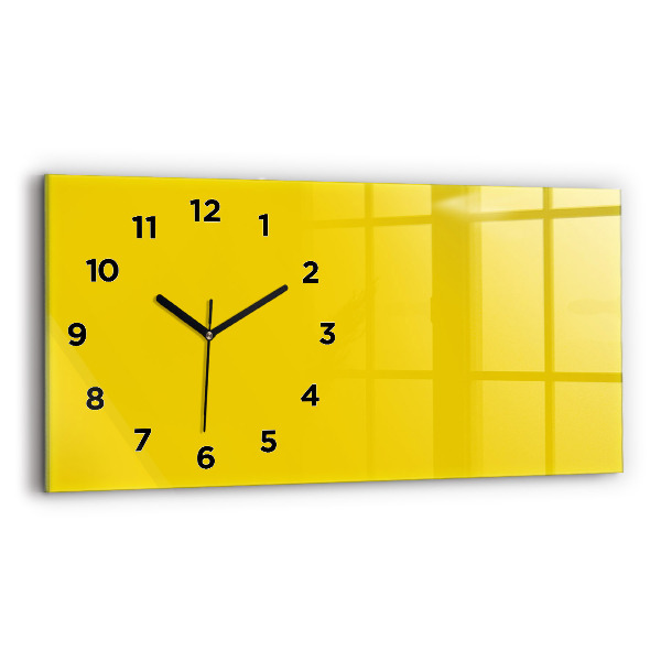 Horizontal wall clock Light yellow color