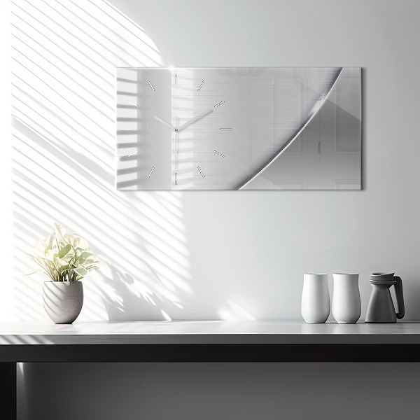 Horizontal wall clock Silver pattern