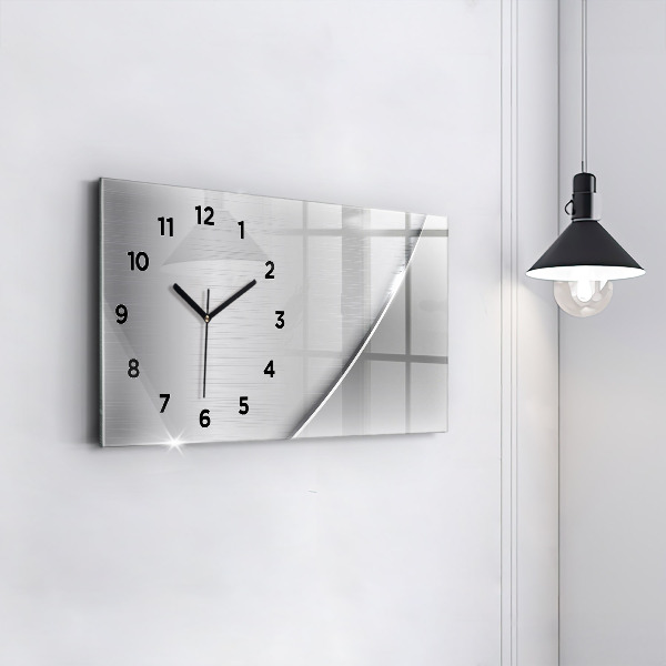 Horizontal wall clock Silver pattern