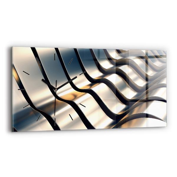 Horizontal wall clock Silver pattern