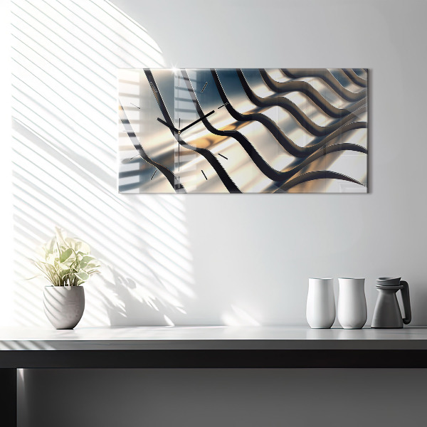 Horizontal wall clock Silver pattern