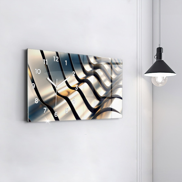 Horizontal wall clock Silver pattern