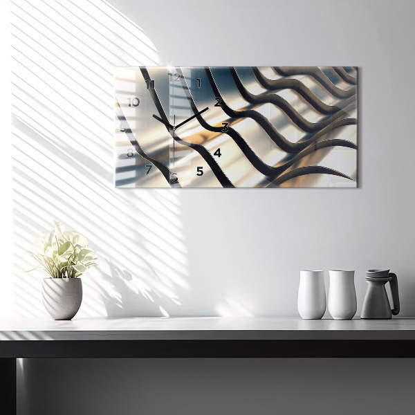 Horizontal wall clock Silver pattern