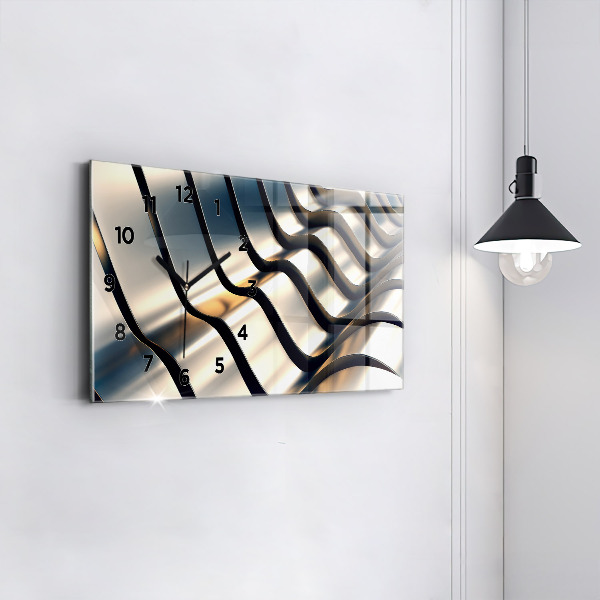 Horizontal wall clock Silver pattern