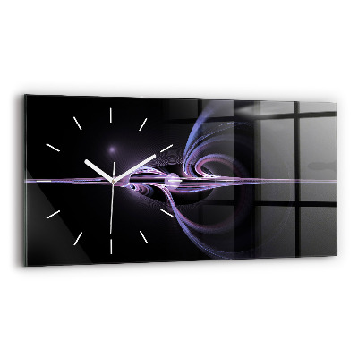 Horizontal wall clock Purple abstraction