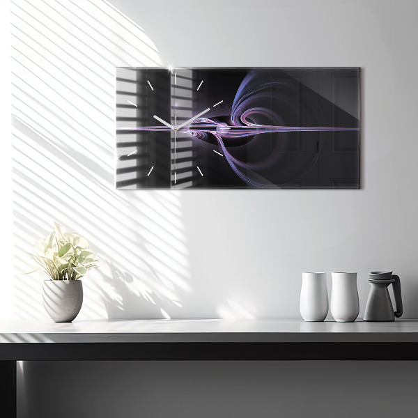 Horizontal wall clock Purple abstraction