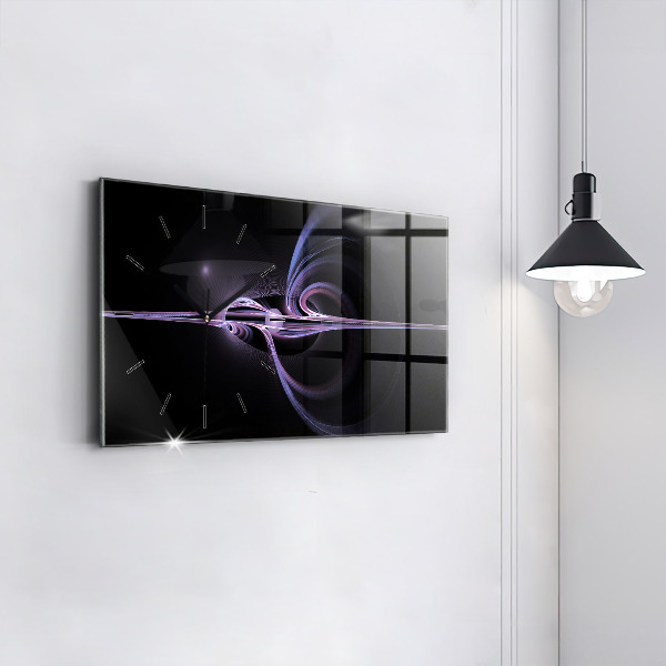 Horizontal wall clock Purple abstraction