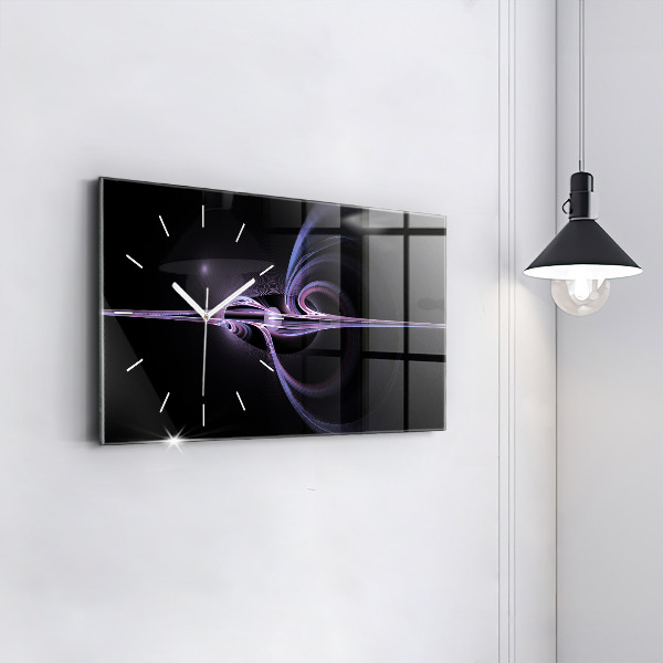 Horizontal wall clock Purple abstraction