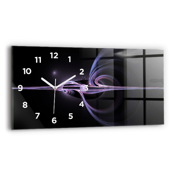 Horizontal wall clock Purple abstraction
