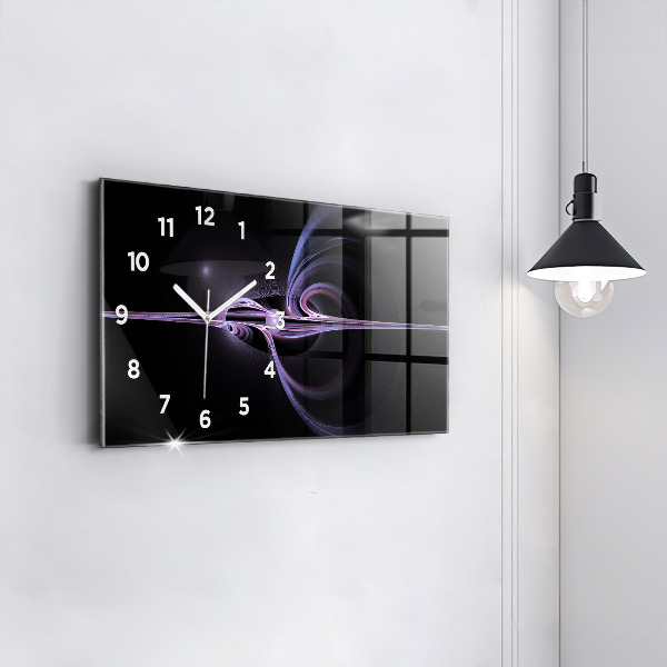Horizontal wall clock Purple abstraction