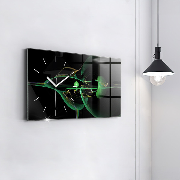 Horizontal wall clock Green abstraction